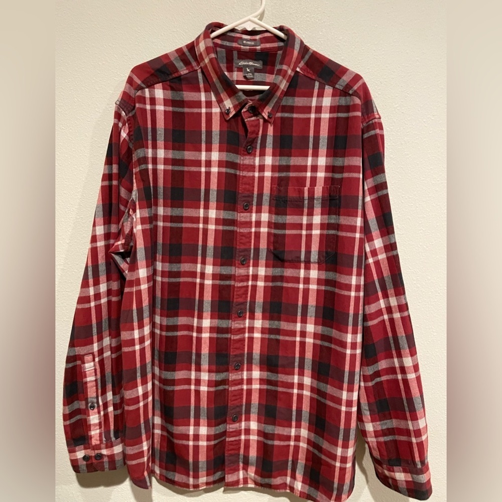 Eddie Bauer men’s Relaxed fit Red plaid Shirt Size 2X